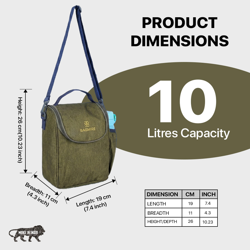 BAGMIRE Insulated Lunch Bag for Office & Travel – Premium Denim Style Food Carry Bag with Bottle Holder, Adjustable Strap & Thermal Lining