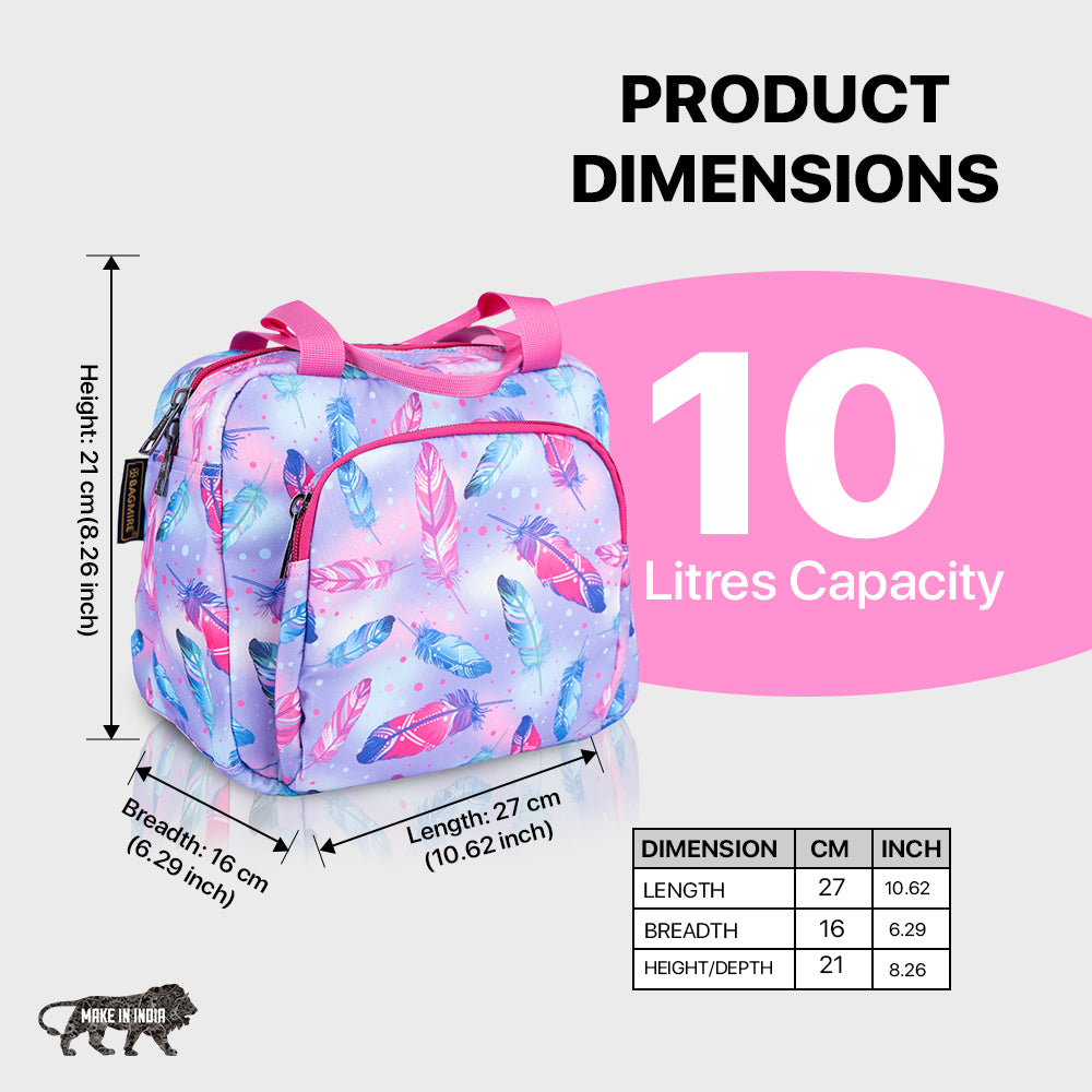 Feather print Insulated Lunch Bag – Waterproof, Dual Compartments, Foil Lining | BAGMIRE