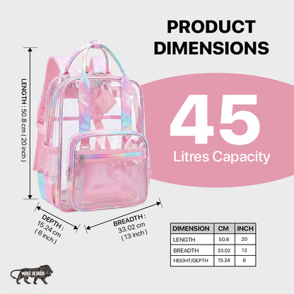 Charming Pink Transparent Kids Backpack