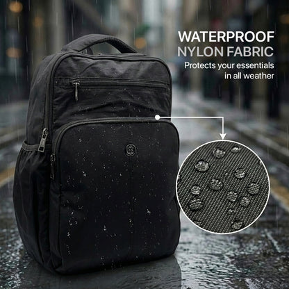 Lightweight 15" Black Nylon Backpack - Multi-Compartment, Waterproof, Professional Work Bag Bagmire