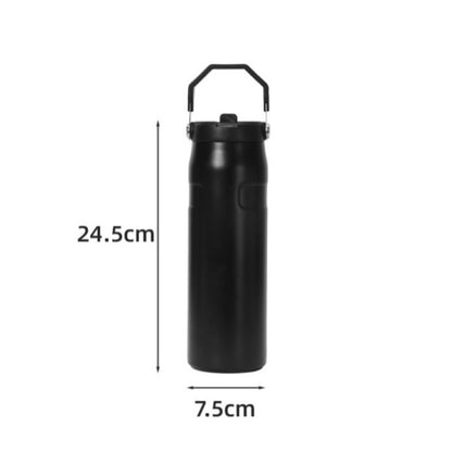 Large Capacity Insulated Water Bottle with Handle - Stainless Steel, Leakproof, Wide Mouth Flip Cap for Gym, Sport & Outdoor