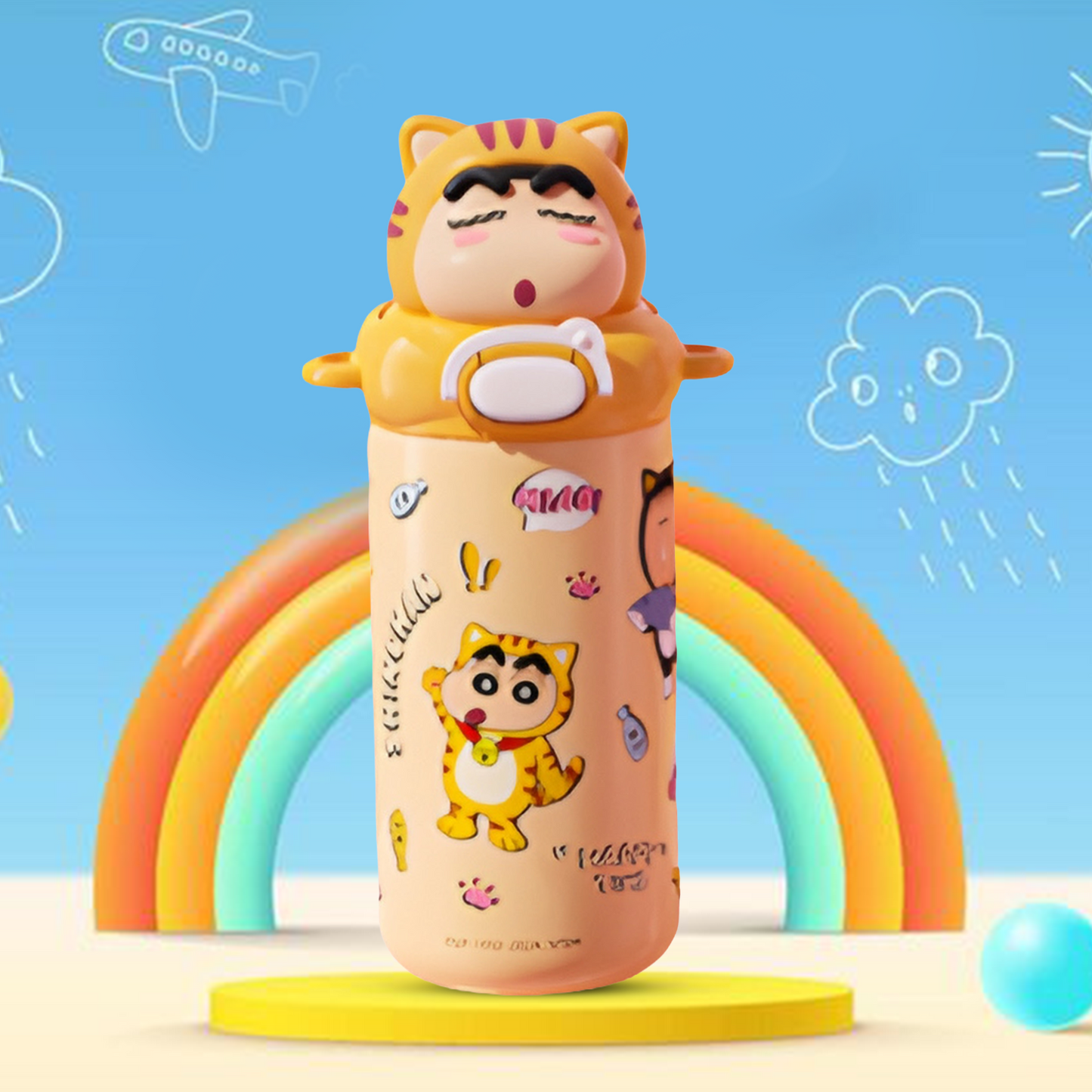 Shinchan  Insulated Straw Sipper Steel Bottle