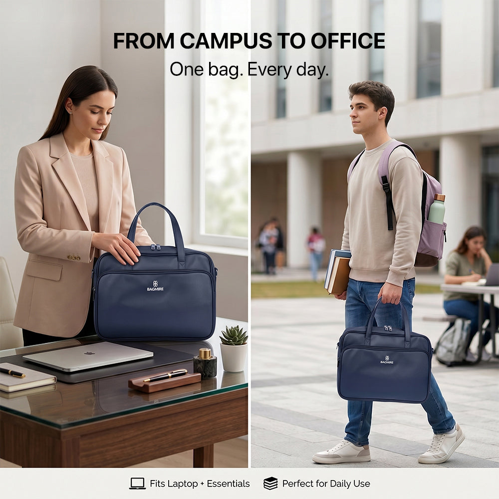 Bagmire Stylish 15" PU Laptop Shoulder Bag- Modern & Durable Messenger Briefcase For Work & Travel
