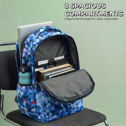 18" Geometric Print Backpack - Waterproof, Durable Nylon for School Kids | Bagmire Triangle Pattern