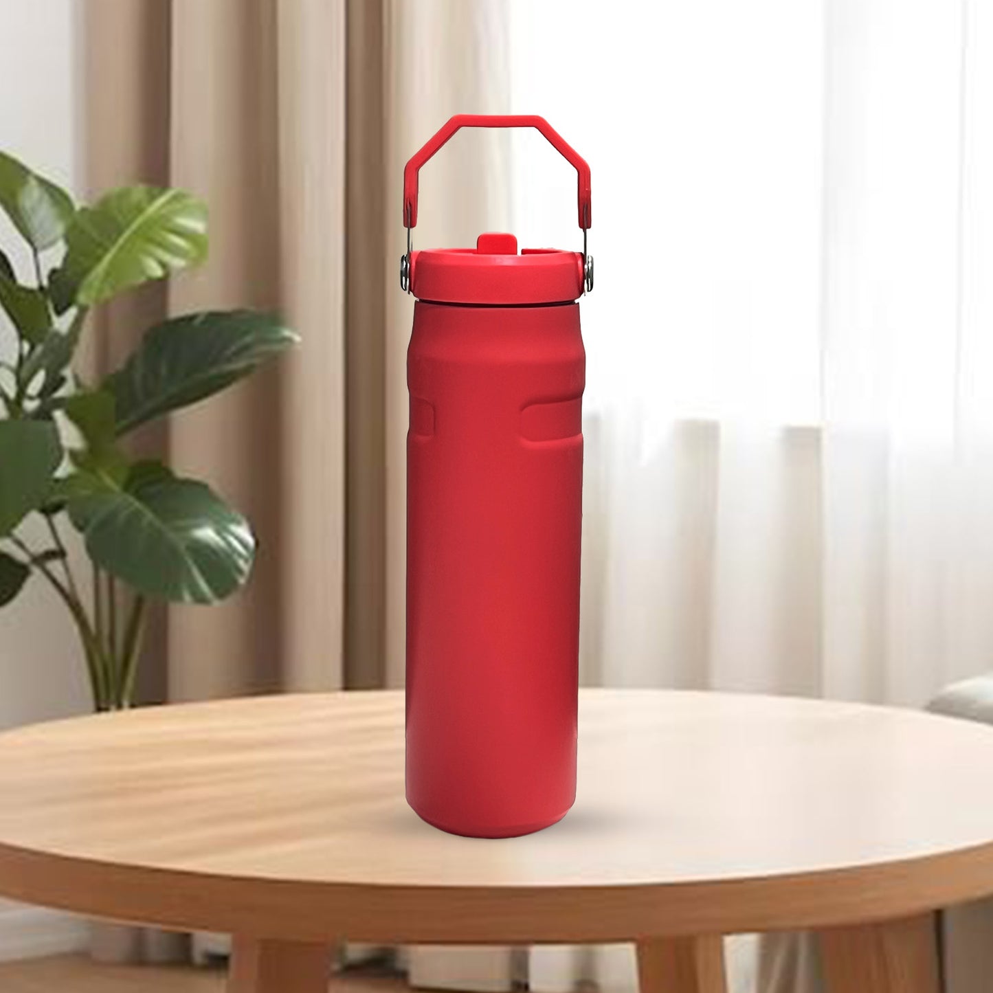 Large Capacity Insulated Water Bottle with Handle - Stainless Steel, Leakproof, Wide Mouth Flip Cap for Gym, Sport & Outdoor