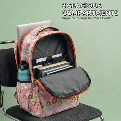 Girls' Donut Print Backpack 18 Inch - Cute, Lightweight, Waterproof School Bag Bagmire