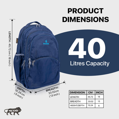 18 Inch Waterproof Backpack - Durable, Lightweight Nylon | Multi-Compartment Travel Bagmire