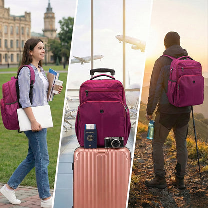 BAGMIRE Fuchsia Pink Nylon Backpack – Lightweight Travel, College & Office Bag for Women & Girls
