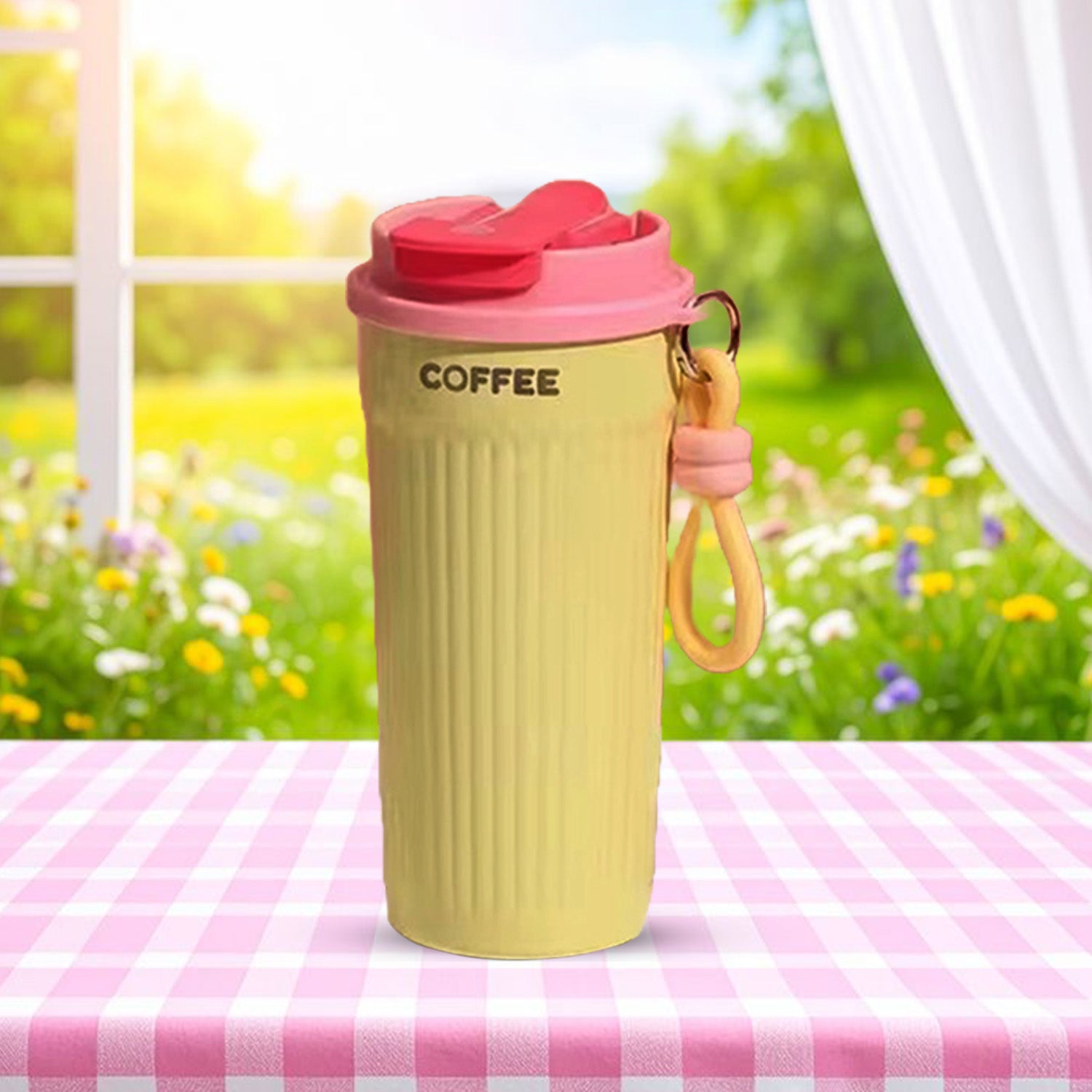 Trendy Portable Coffee Cup 550ML – Reusable, Leakproof & Easy Carry Travel Mug Dark Pink - Bagmire
