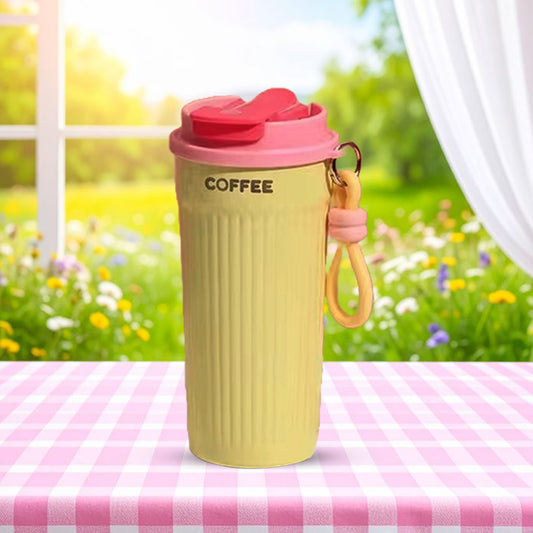 Trendy Portable Coffee Cup 550ML – Reusable, Leakproof & Easy Carry Travel Mug Dark Pink - Bagmire