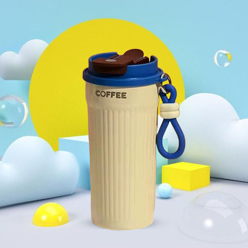 Trendy Portable Coffee Cup 550ML – Reusable, Leakproof & Easy Carry Travel Mug Blue