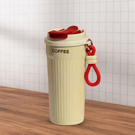 Trendy Portable Coffee Cup 550ML – Reusable, Leakproof & Easy Carry Travel Mug Red - Bagmire