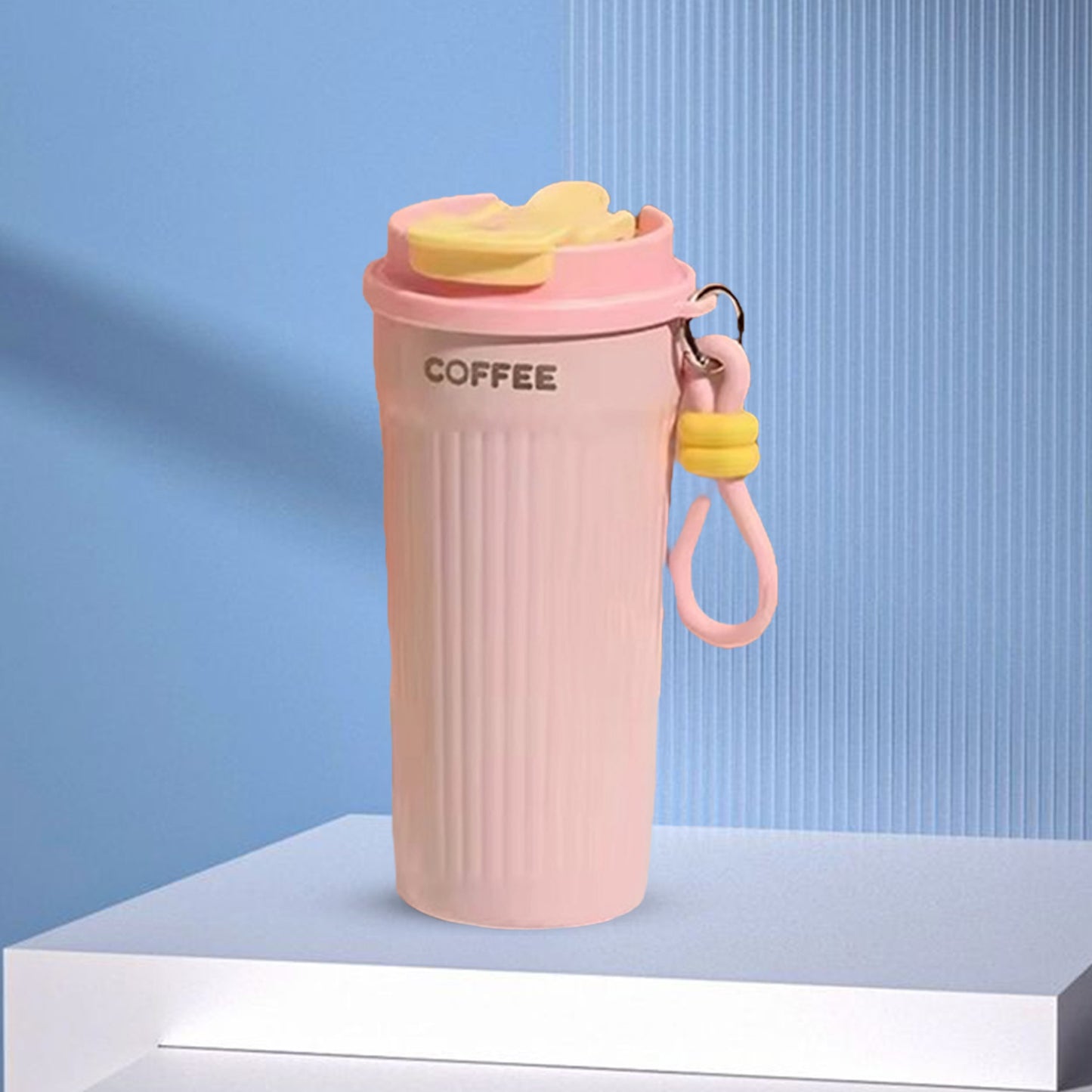 Trendy Portable Coffee Cup 550ML – Reusable, Leakproof & Easy Carry Travel Mug Pink - Bagmire