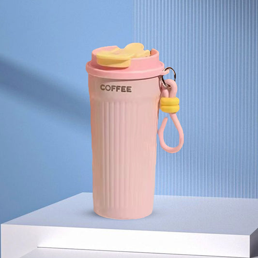 Trendy Portable Coffee Cup 550ML – Reusable, Leakproof & Easy Carry Travel Mug Pink - Bagmire