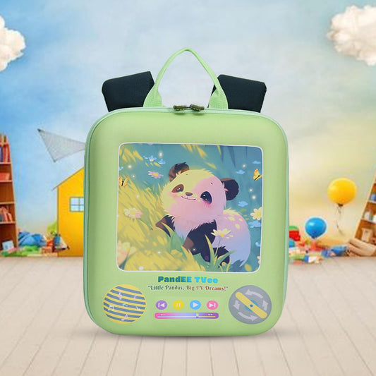 Kawaii Panda TV Hard Shell Backpack for Toddlers (2-5 Yrs) – Wipe-Clean EVA Preschool Bag & Mini Daypack