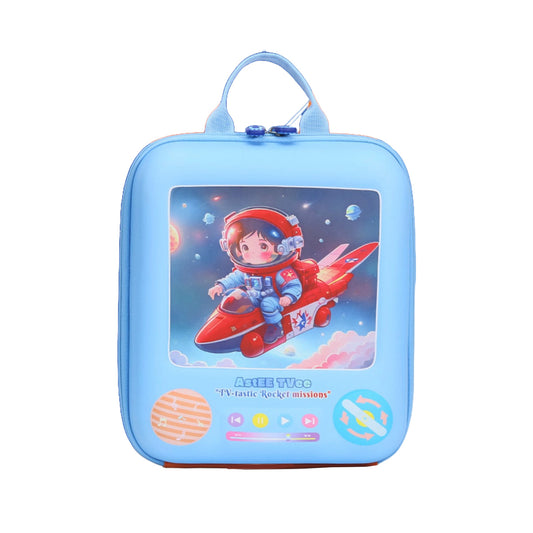Astronaut TV Hard Shell Backpack for Toddlers (2-5 Yrs) – Wipe-Clean EVA Preschool Bag with Rocket Design