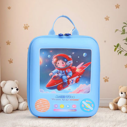 Astronaut TV Hard Shell Backpack for Toddlers (2-5 Yrs) – Wipe-Clean EVA Preschool Bag with Rocket Design
