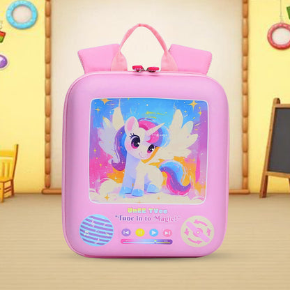 Kawaii Unicorn "TV" Mini Backpack – Durable EVA Bag for Toddlers & Travel