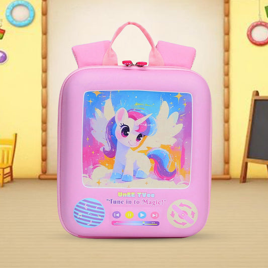 Kawaii Unicorn "TV" Mini Backpack – Durable EVA Bag for Toddlers & Travel