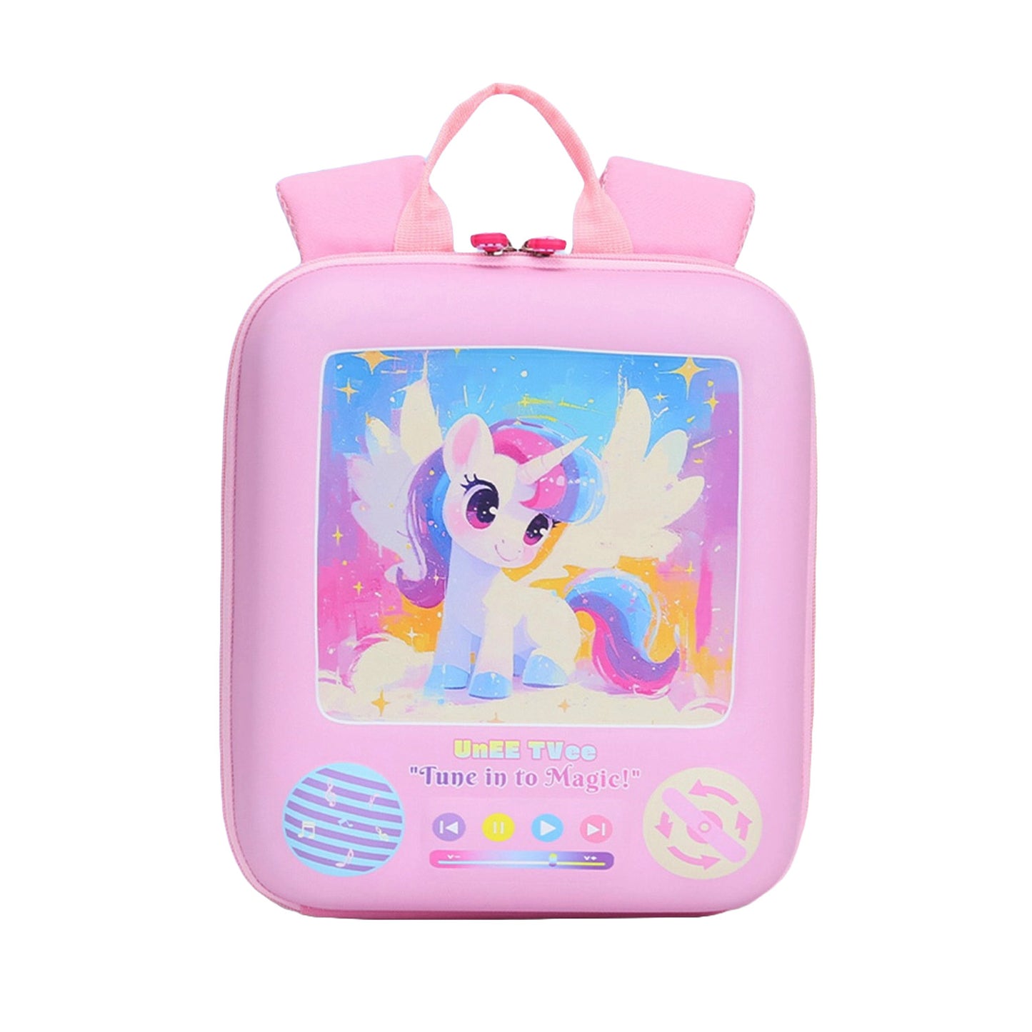 Kawaii Unicorn "TV" Mini Backpack – Durable EVA Bag for Toddlers & Travel