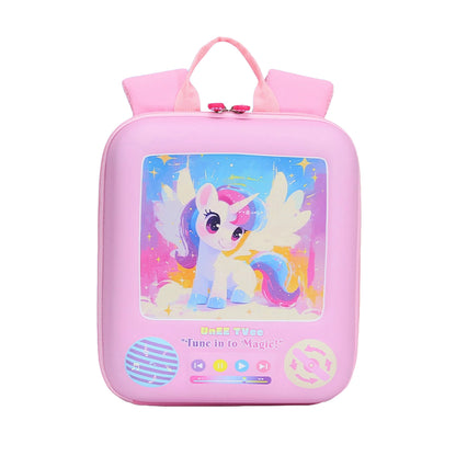 Kawaii Unicorn "TV" Mini Backpack – Durable EVA Bag for Toddlers & Travel