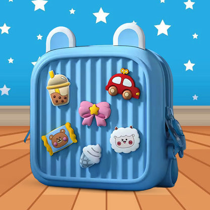 Premium EVA Kids Backpack with DIY Charms – Waterproof, Hard-Shell Mini Travel Bag for Toddlers
