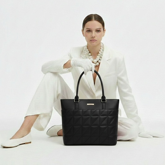 Bagmire Elegant Quilted Tote Handbag For Women- Premium PU Leather Office & Casual Bag