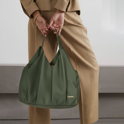 Green Faux Leather Tote Bag for Women Shoulder Handbag