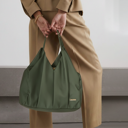 Green Faux Leather Tote Bag for Women Shoulder Handbag