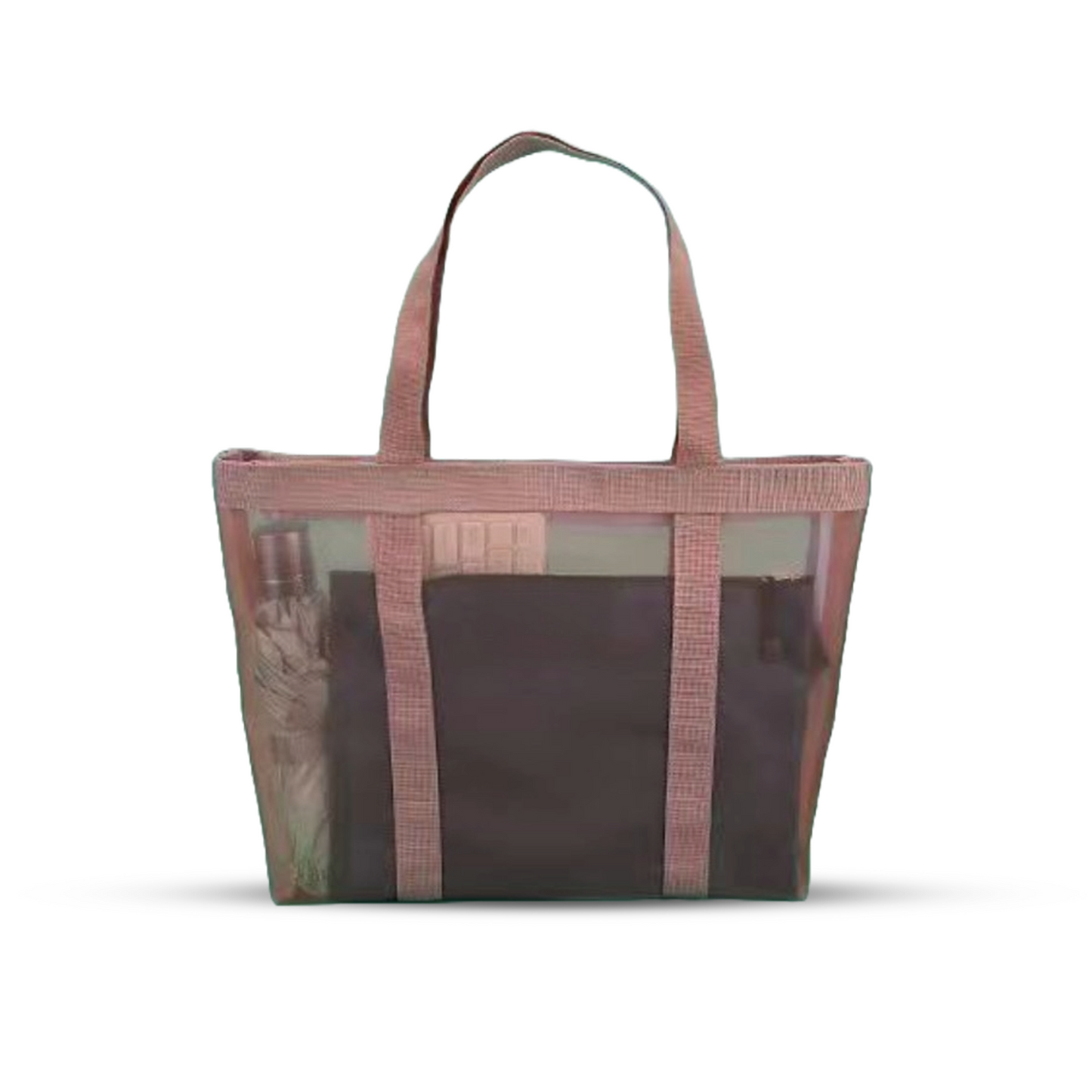 Clear mesh Tote Bag with Handle Peach - Bagmire