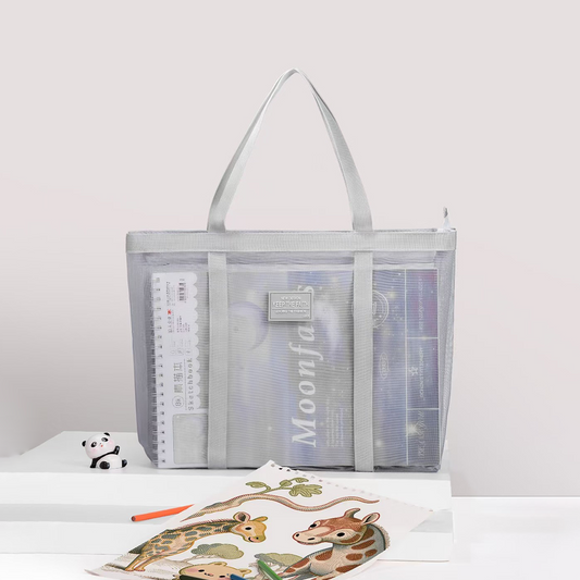 Clear mesh Tote Bag with Handle Grey - Bagmire