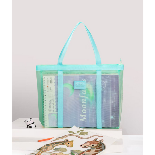 Clear mesh Tote Bag with Handle Blue - Bagmire