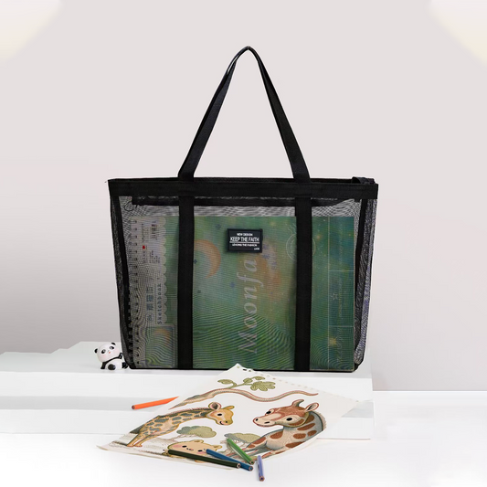 Clear mesh Tote Bag with Handle Black - Bagmire