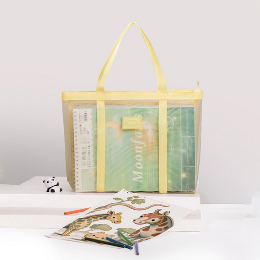 Clear mesh Tote Bag with Handle Yellow - Bagmire