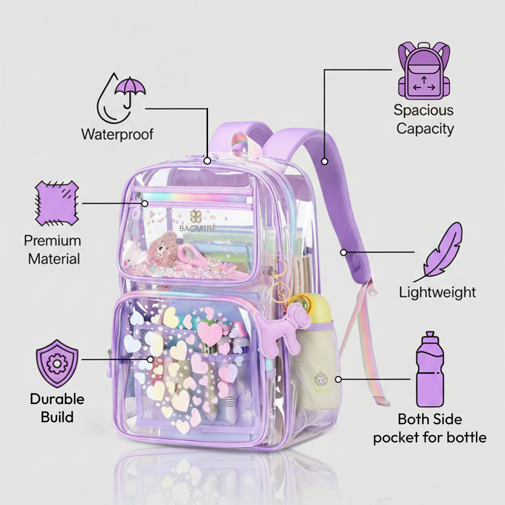 Stylish Purple Transparent Kids Backpack