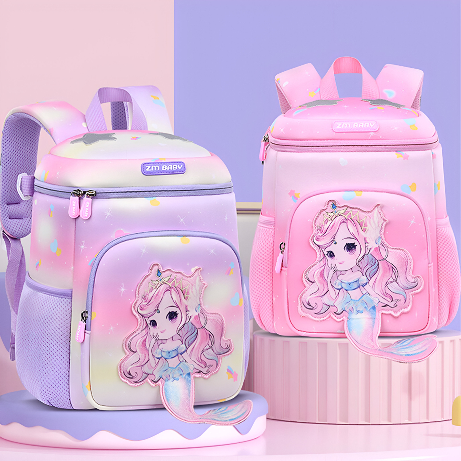 Pink Mermaid Kids Backpack, Durable - Bagmire