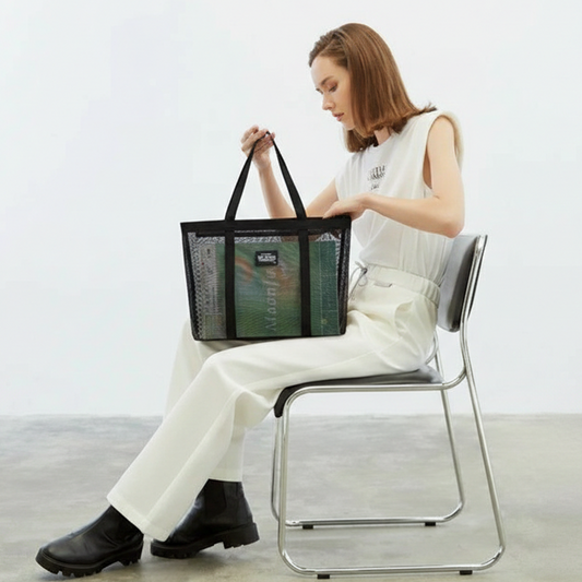Clear mesh Tote Bag with Handle Black