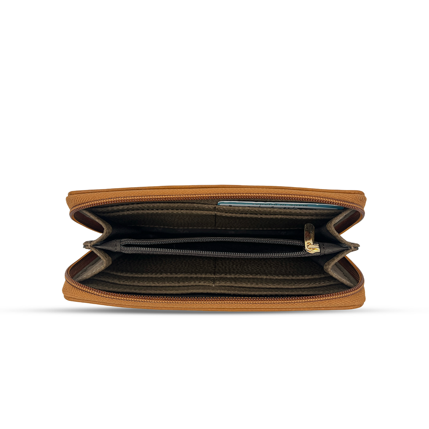Bagmire Two-Tone Textured Wallet With Zipper Dark Brown - Bagmire