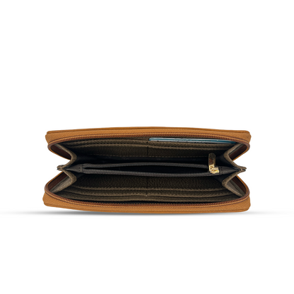 Bagmire Two-Tone Textured Wallet With Zipper Dark Brown - Bagmire