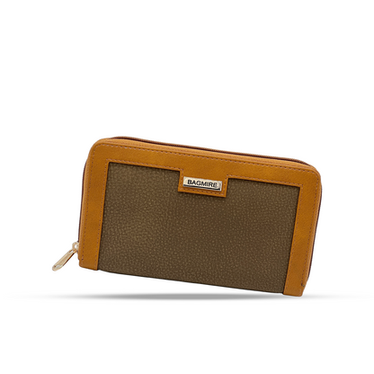 Bagmire Two-Tone Textured Wallet With Zipper Dark Brown - Bagmire