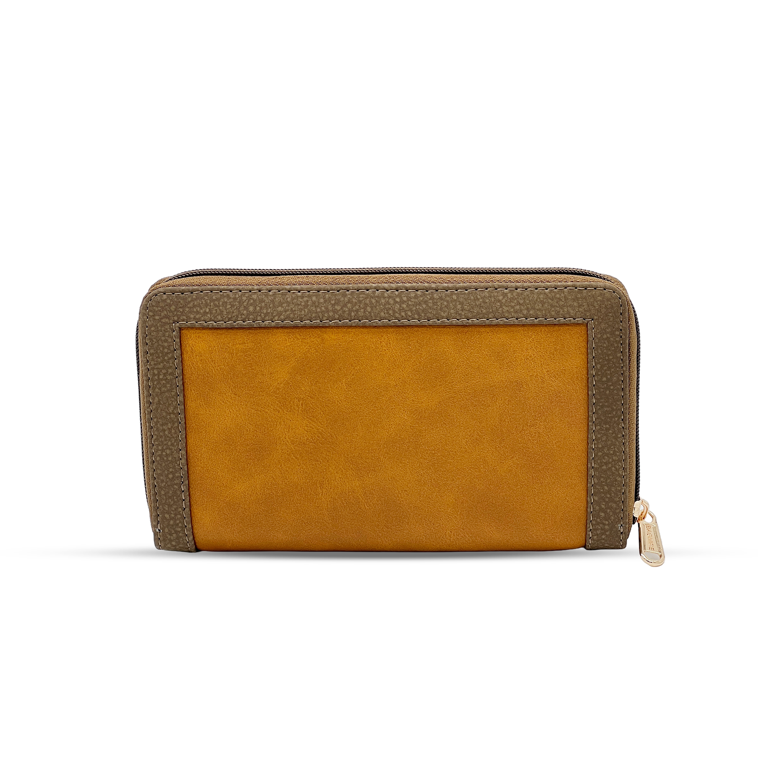 Bagmire Two-Tone Textured Wallet With Zipper Light Brown - Bagmire