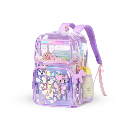 Stylish Purple Transparent Kids Backpack - Bagmire
