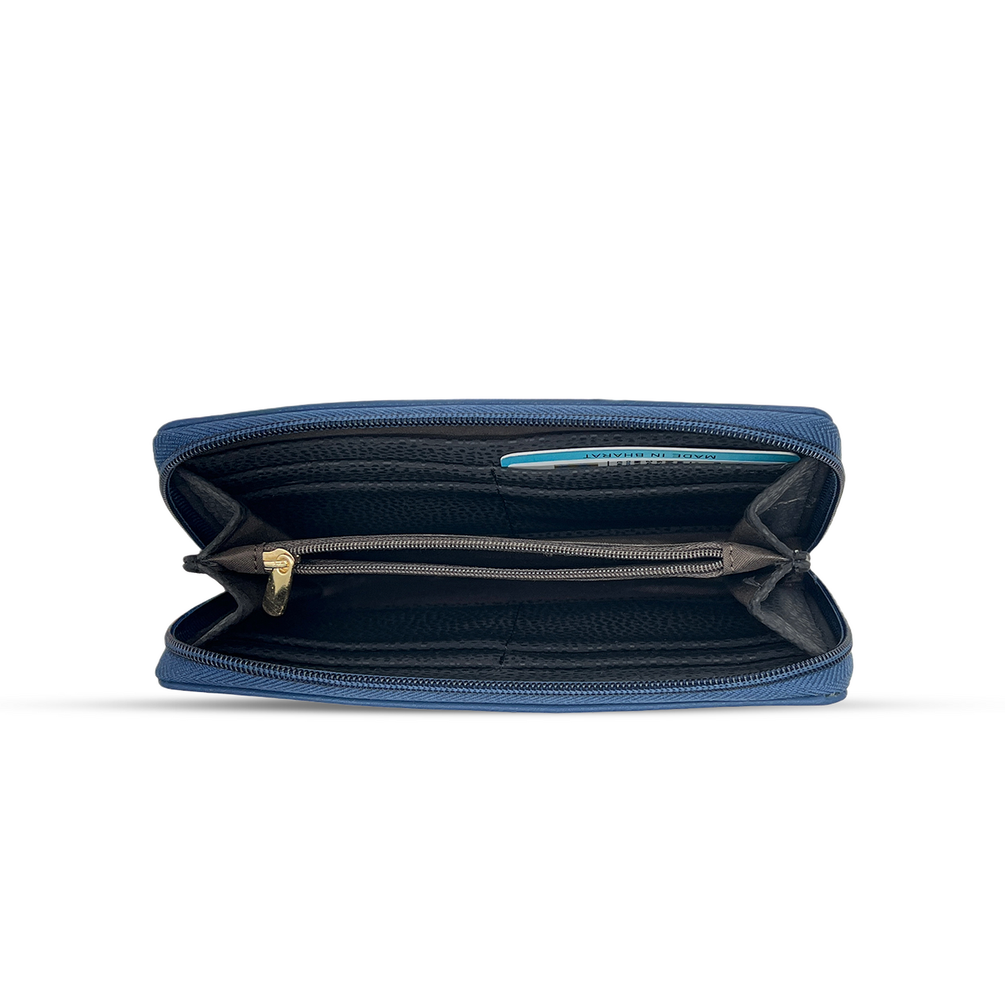 Bagmire Two-Tone Textured Wallet With Zipper Blue - Bagmire