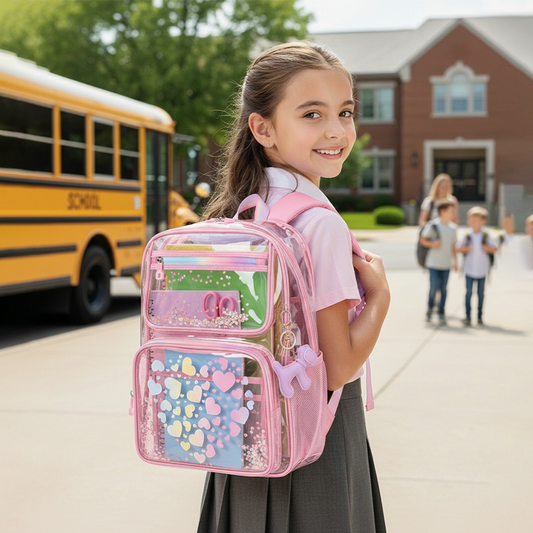 Chic Pink Transparent Kids Backpack