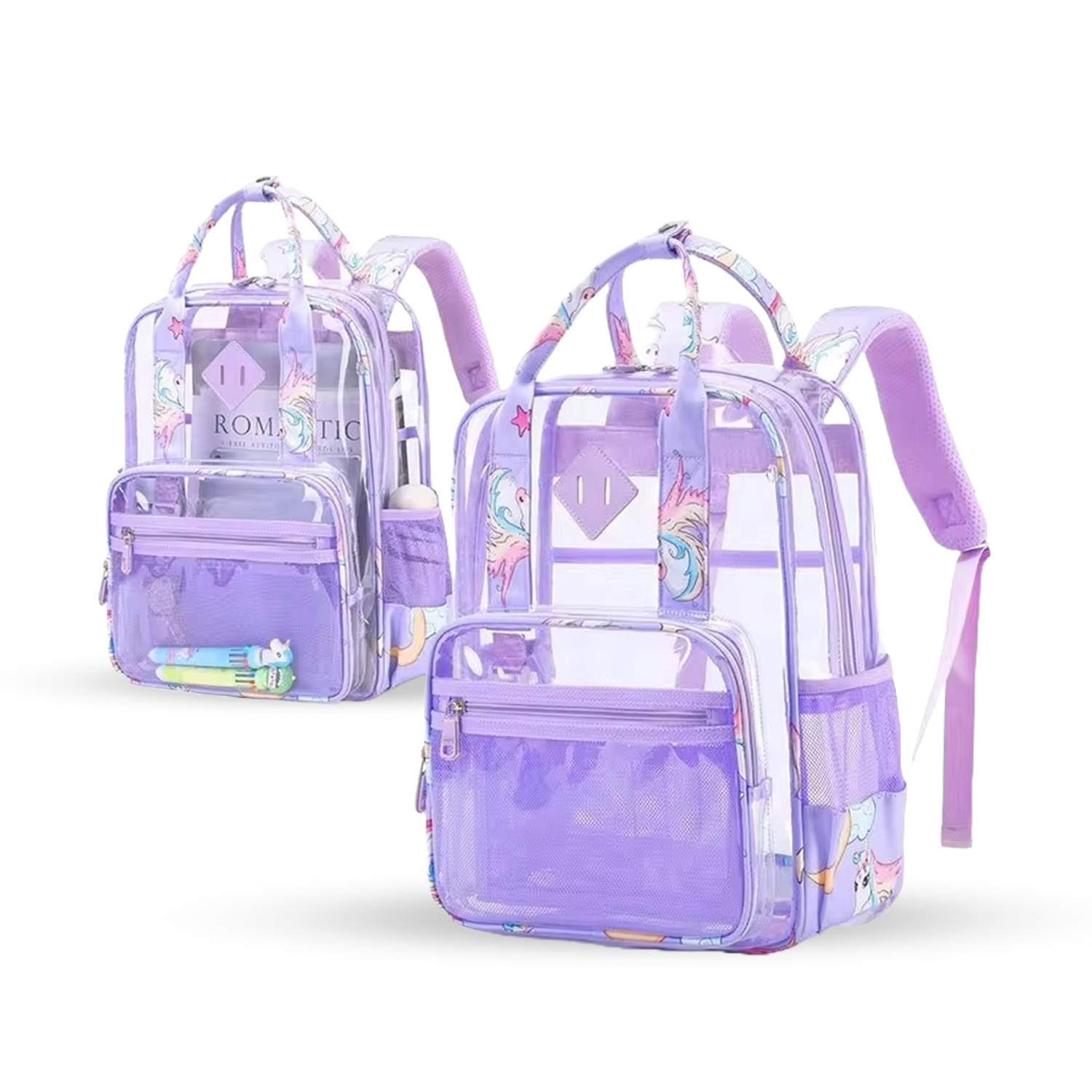 Sleek Purple Transparent Kids Backpack - Bagmire