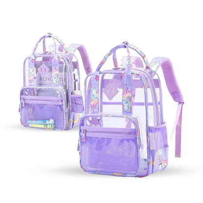 Sleek Purple Transparent Kids Backpack - Bagmire