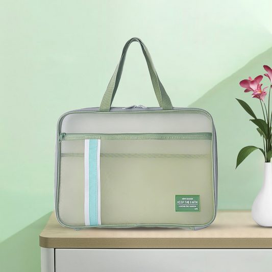 The carry all Transparent Document Organiser Bag Light Green - Bagmire