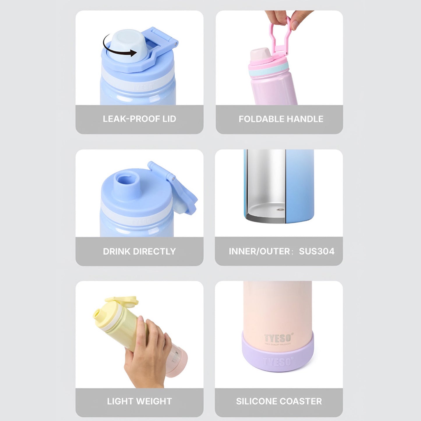 TYESO 750ml Pastel Gradient Insulated Bottle – Stylish & Leak-Proof Travel Flask Gradient Pink - Bagmire