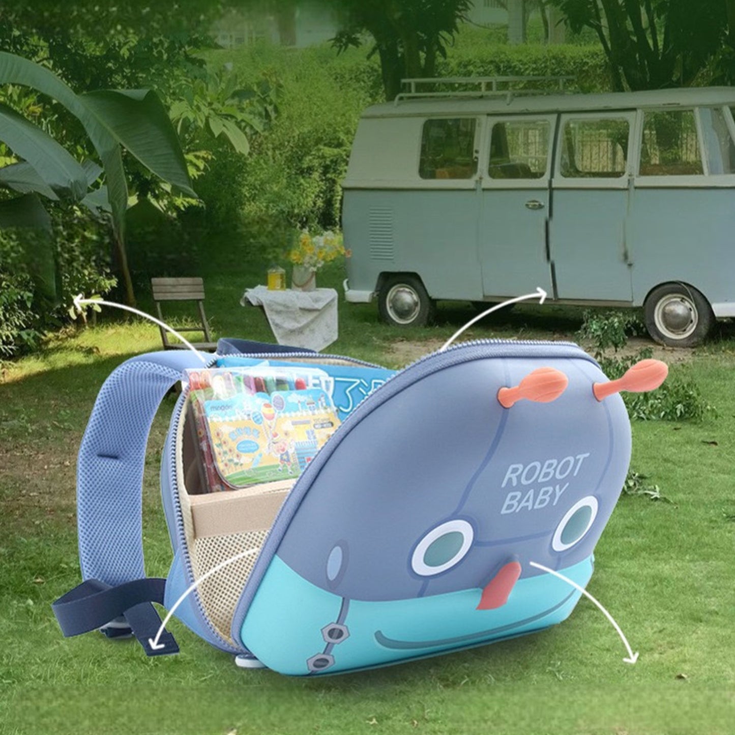 3D Robot Hard Shell Backpack for Toddlers (2-5 Yrs) – Waterproof, Lightweight & Ergonomic Kindergarten School Bag