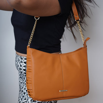 Bagmire Chic Chain Strap Hobo Bag For Women-Brown